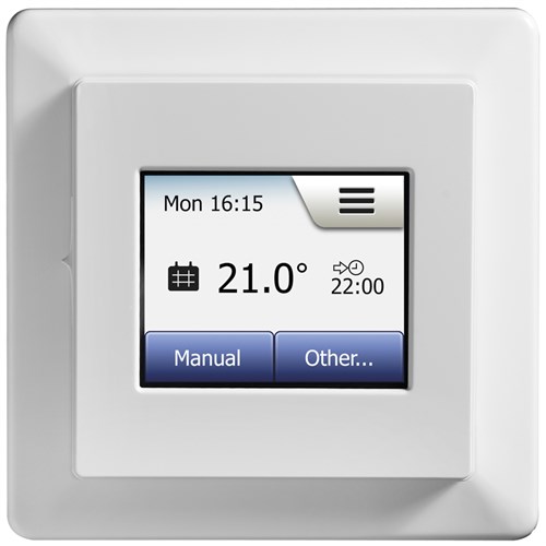 Micro matic termostat MCD5-1999H med ur og touchdisplay hvit.