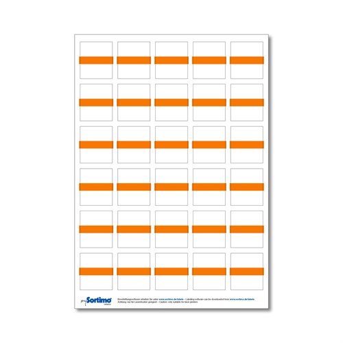 Tekstetiketter til innsatsboks 30 stk. oransje (1 ark)